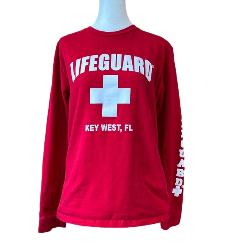 Lifeguard Key West Florida Red Long Sleeve Shirt Small